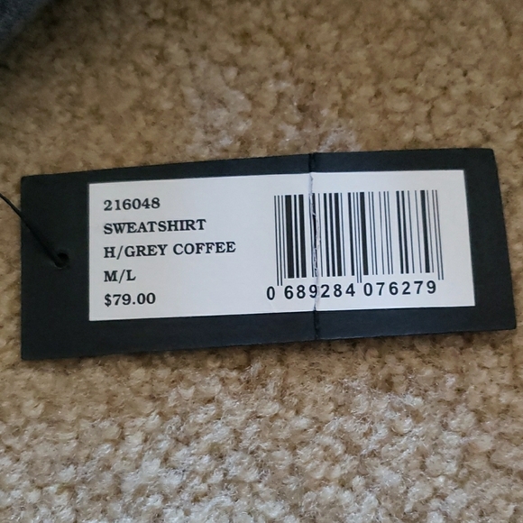 Brunette The Label Heather Grey 'Coffee Now Please' Sweatshirt Sz M/L NWT - Picture 13 of 15